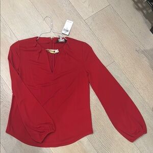 Elegant Red Women's Top with chain detail
